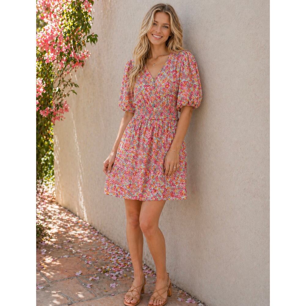 ByTimo Cotton Jacquard Floral Mini Dress Pink Size Medium